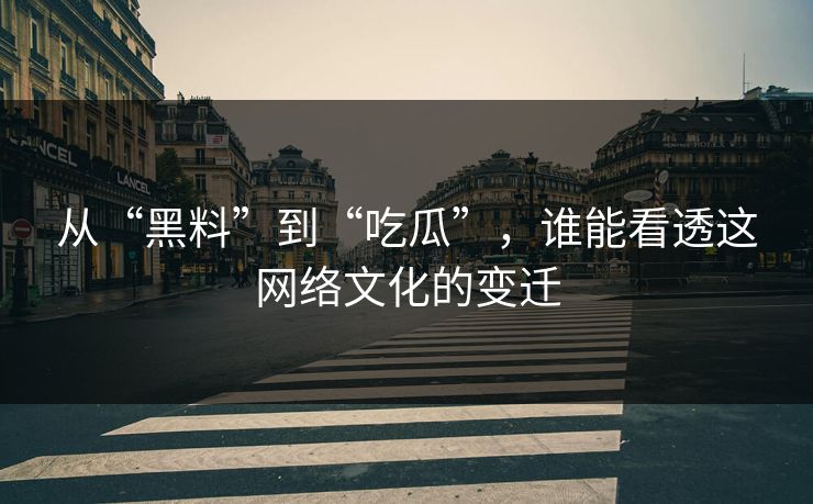从“黑料”到“吃瓜”，谁能看透这网络文化的变迁