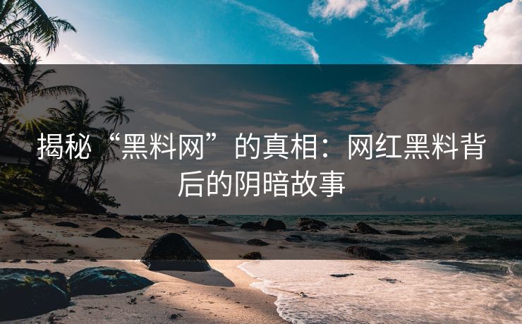 揭秘“黑料网”的真相：网红黑料背后的阴暗故事