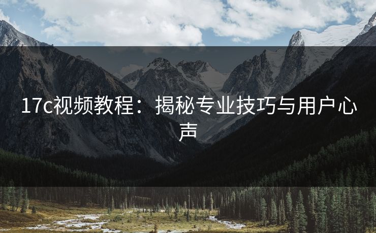 <strong>17C</strong>视频教程：揭秘专业技巧与用户心声